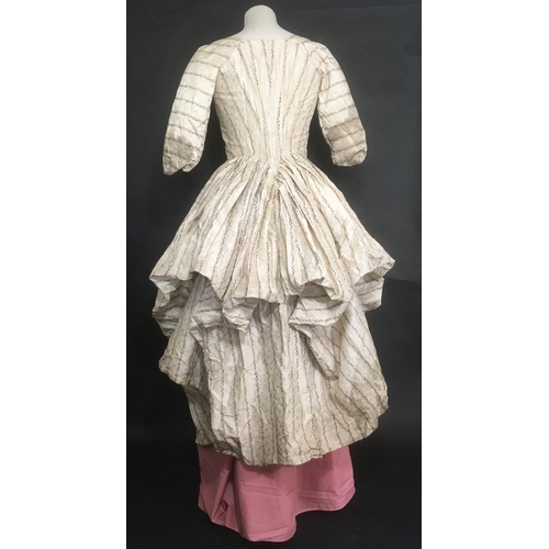 1600 - 18th century overdress for evening or promenade, 1770's, in brocaded ivory silk lined with fine line... 