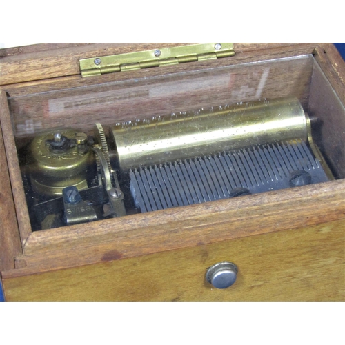 1538 - A walnut cased music box by Thorens of Switzerland, playing three airs, 13cm long