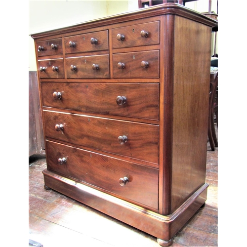 2786 - A good quality Victorian mahogany chest of three long and five short drawers (disguised as six) on s... 