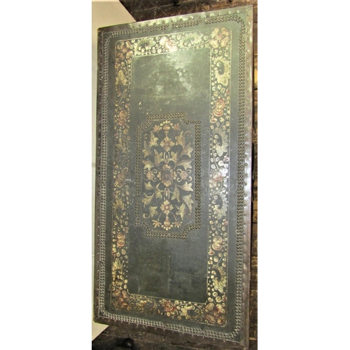 2818 - A Georgian camphor wood travelling trunk overlaid in green leather with brass stud detail, unusually... 