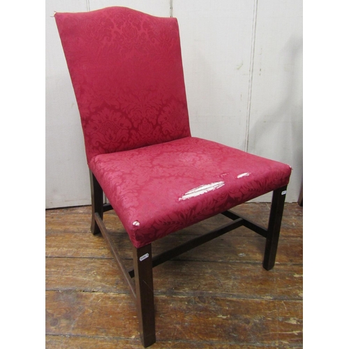 2782 - A mid-Georgian period side chair of simple form with square cut supports and rails, upholstered seat... 