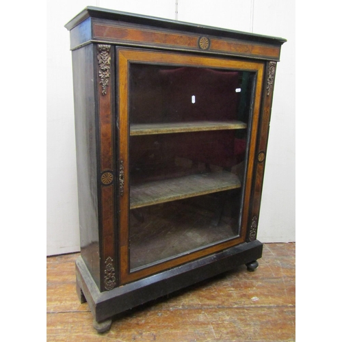 2787 - A Victorian pier cabinet in mixed woods, ebony, walnut, satinwood, etc, with applied cast brass moun... 