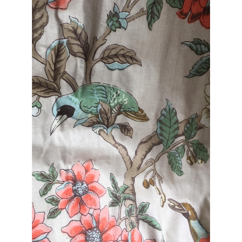 1582 - 1 pair of full length curtains in 'Paradise Bird' fabric by GP & J Baker, lined with pencil pleat he... 