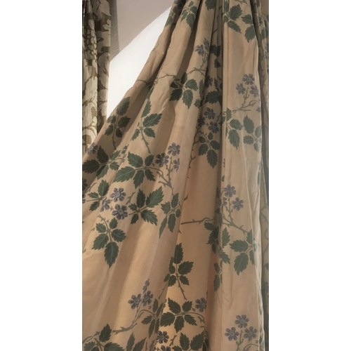 1583 - I pair lined curtains in William Morris 'Blackberry' fabric with pencil pleat heading, length 2.26m ... 