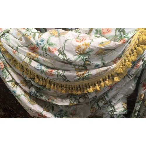 1585 - Huge curtain valance for fabric salvage in 'Yangtze' by Schumacher. Lined and tasselled with widest ... 