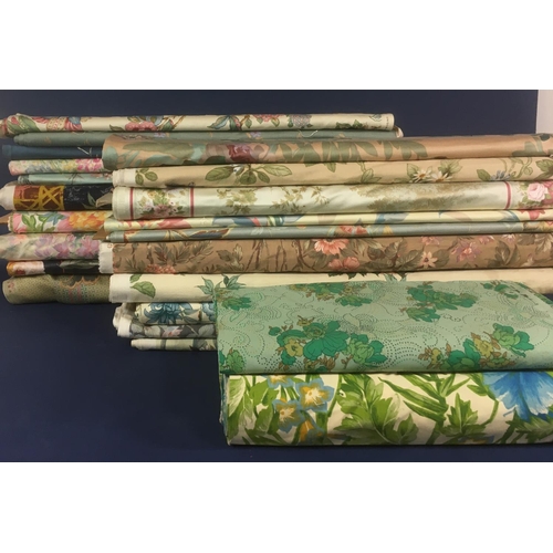 1614 - Approx 20 part rolls of upholstery fabric, mainly cottage style floral prints