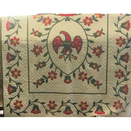 1625 - 2 large quilts/ bed spreads with applique motifs and quilted with running stitch; the first with tra... 