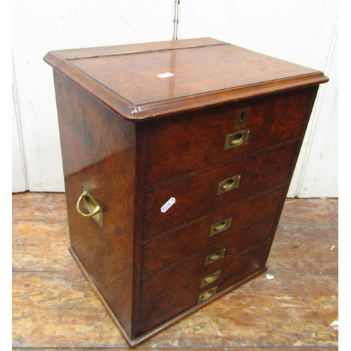 2790 - A good quality burr walnut collectors cabinet, the front elevation enclosed by five graduated drawer... 