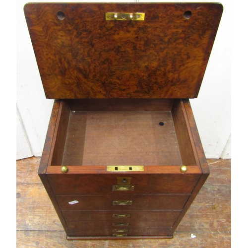 2790 - A good quality burr walnut collectors cabinet, the front elevation enclosed by five graduated drawer... 