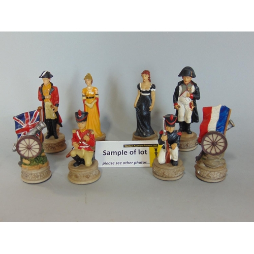 722 - A contemporary novelty resin chess set, the figures showing the battle of Waterloo