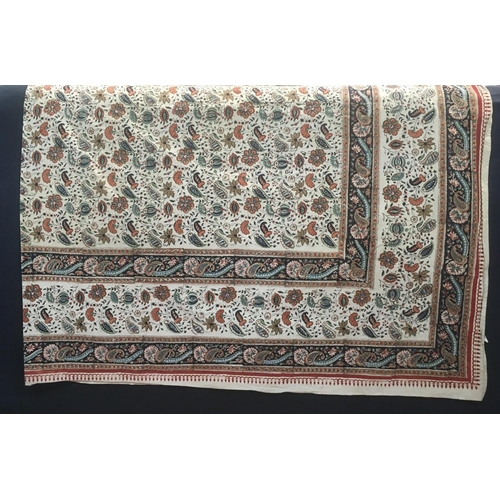 1606 - Mixed textile collection including and Indian block printed cloth 3.4x2.7m, 'Ascot' wool scarf, Iran... 