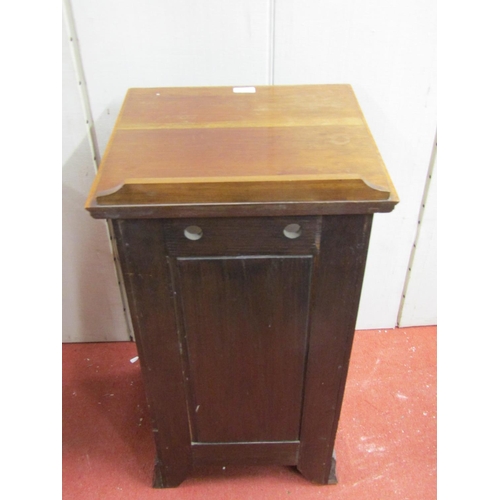 2835 - An inlaid Edwardian mahogany bedside cupboard, the lower section enclosed by a panelled door, with s... 