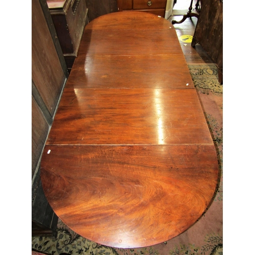 2839 - A Georgian mahogany D end dining table raised on twelve square tapered supports, 270cm long x 105cm ... 