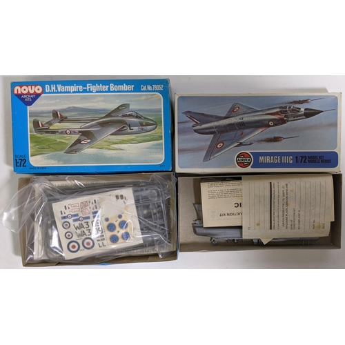 41 - Collection of 13 model aircraft kits, all l:72 scale, mostly  military jet planes, all believed to b... 