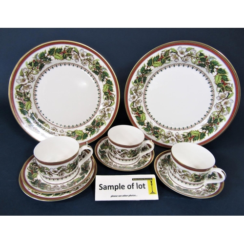 66 - A collection of Spode Christmas Rose pattern wares comprising ten dinner plates, ten dessert or soup... 