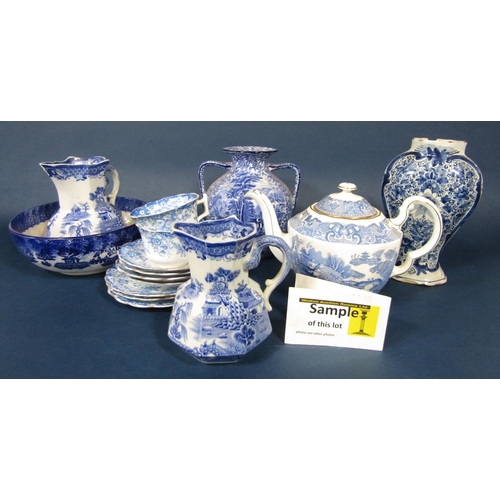 79 - A quantity of blue and white printed ceramics including a Copeland Spode Italian pattern bowl, 24.5c... 