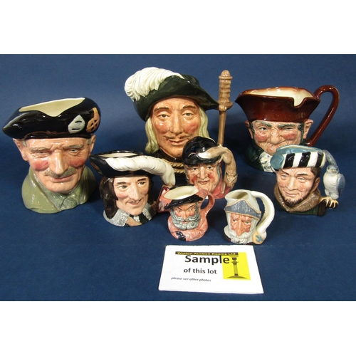 85 - A collection of Royal Doulton character jugs including large examples of Monty D6202, The Poacher D6... 