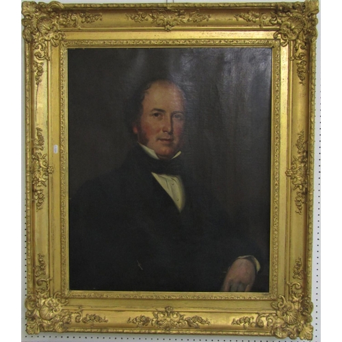 744 - 19th century British school - Half length portrait of a gentleman in black jacket, (believed to be G... 