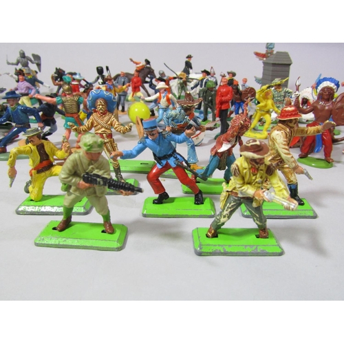 669 - Collection of mixed 1970's vintage toy soldiers and figures, many with a Wild West theme, including ... 