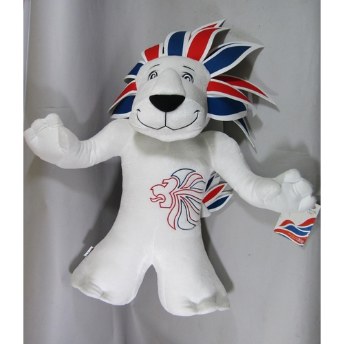 697 - 4 very large London 2012 Olympic mascot soft toys including Team GB 'Pride the Lion' 74cm tall, Para... 