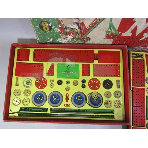 673 - Boxed Meccano Set No 8 consisting of 2 trays of Meccano pieces with 3 instruction booklets. CR: unch... 