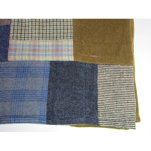 489 - Vintage blanket/ throw composed from squares of woollen tweed forming a patchwork. Unlined, 240x 180... 