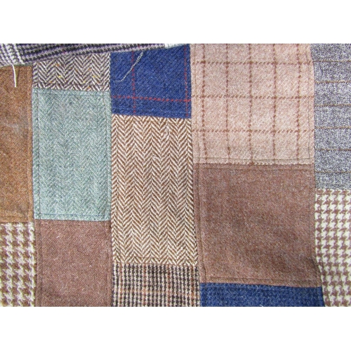 489 - Vintage blanket/ throw composed from squares of woollen tweed forming a patchwork. Unlined, 240x 180... 