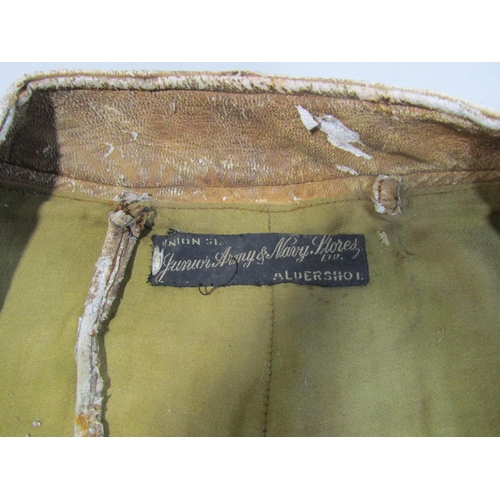 484 - 1920's/30's motoring / military coat or duster jacket in soft tan leather; single breasted with butt... 