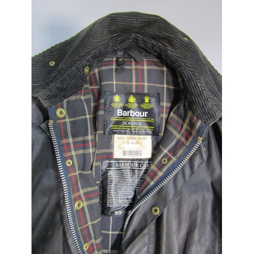 490 - 3 gents country jackets; a Barbour 'Border' in navy size 36 with bellows pockets and moleskin lined ... 