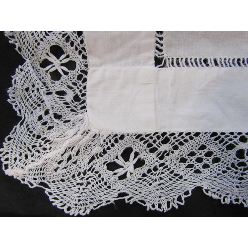 494 - Vintage lace stole, possibly hand made with intricate embroidered pattern, 220 x 50cm, together with... 