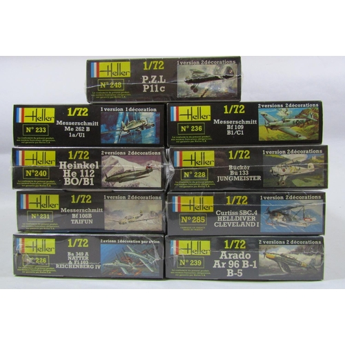 666 - 12 model kits of WW2 aircraft including models by Heller, Mikro and Hasegawa. All are un-started and... 