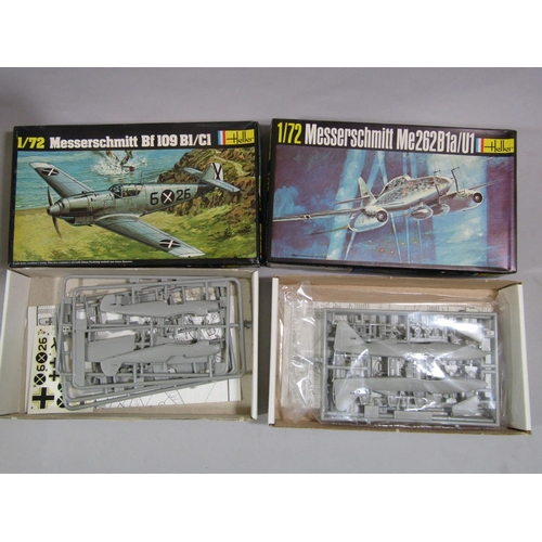 666 - 12 model kits of WW2 aircraft including models by Heller, Mikro and Hasegawa. All are un-started and... 