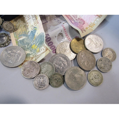 456 - Collection of silver coinage, mainly ERII Crowns but earlier, silver coins, military and other butto... 