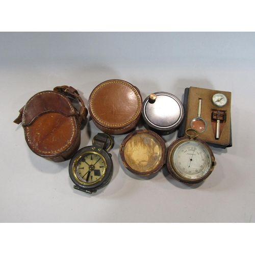 468 - J H Steward military compass etched P.F.M. Michelli, Eton College 1905 in leather case, cased pocket... 