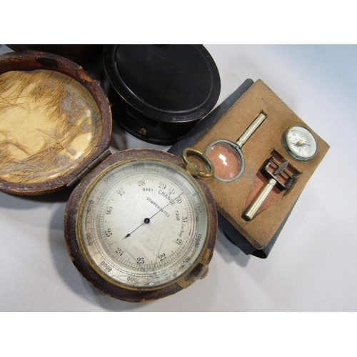 468 - J H Steward military compass etched P.F.M. Michelli, Eton College 1905 in leather case, cased pocket... 