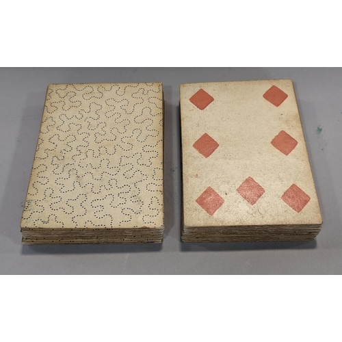 577 - A set of 19th century playing cards of simple form (lacks Ace of Spades), 19th century bonework domi... 