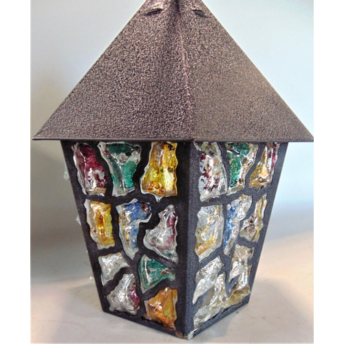 584 - A hexagonal exterior lantern with glazed side