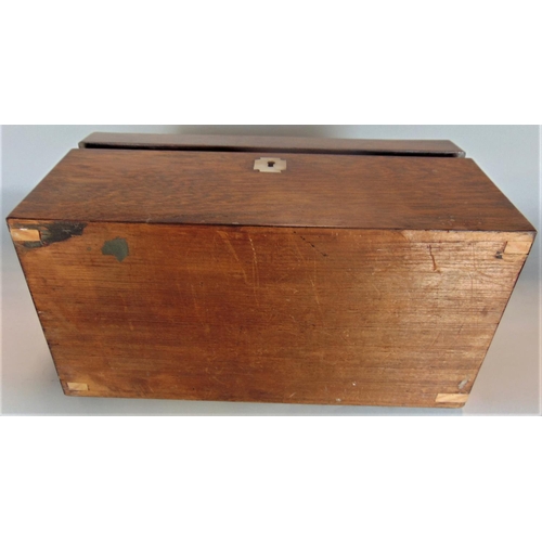 597 - 19th century rosewood tea caddy, the hinged lid enclosing two further rosewood hinged lid boxes and ... 