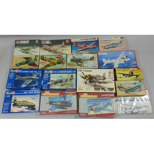 685 - 16 model aircraft kits of WW2 Fighter planes, all 1:72 scale, most with sealed boxes or contents, an... 