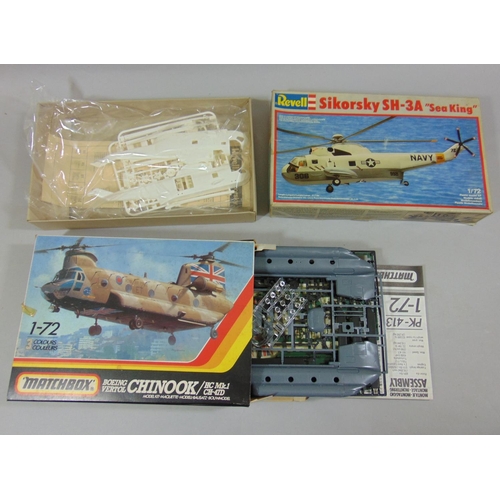 686 - 13 model aircraft kits of Helicopters, all 1:72 scale, including kits by Airfix, Italaeri, Revell, H... 