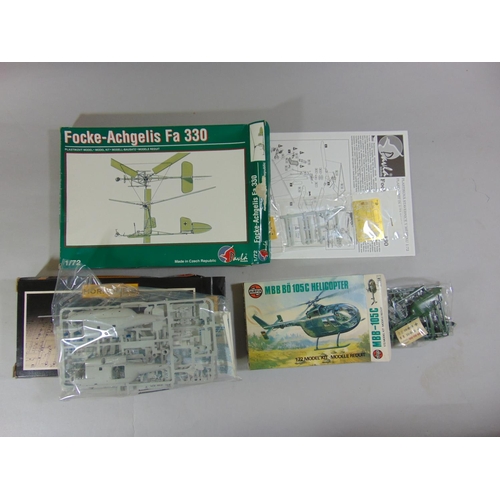 681 - Collection of 13 model helicopter kits including models by Airfix, Matchbox, Italaeri, Special Hobby... 