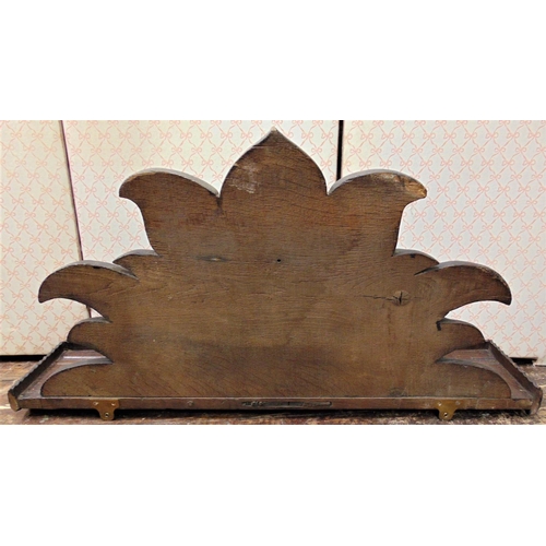 2142 - A Victorian oak rectangular hanging wall shelf, with raised repeating geometric carved borders, supp... 