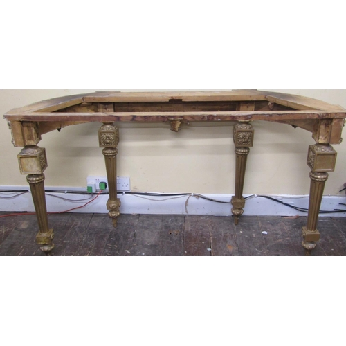 2145 - A mid 19th century console table, the base with repeating geometric detail, to the centre a scallop ... 