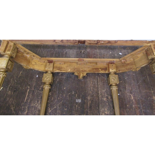 2145 - A mid 19th century console table, the base with repeating geometric detail, to the centre a scallop ... 