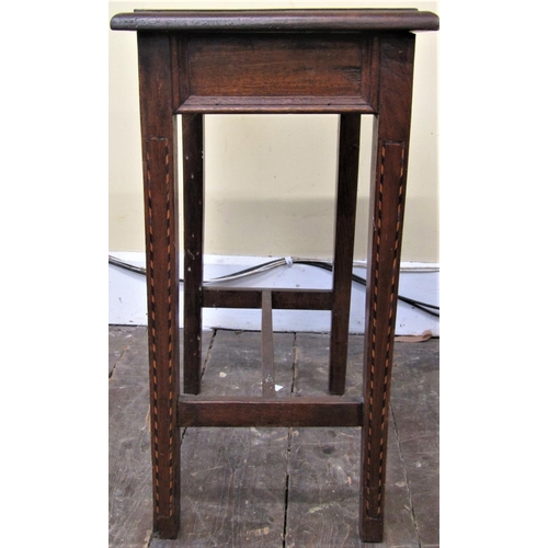 2151 - A 19th century English marquetry stool in the 17th century manner the rectangular top with bird and ... 