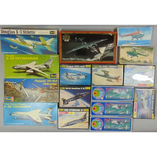 684 - A collection of various scale model aircraft kits including kits by Revell, Heller, VEB and Kadar, a... 