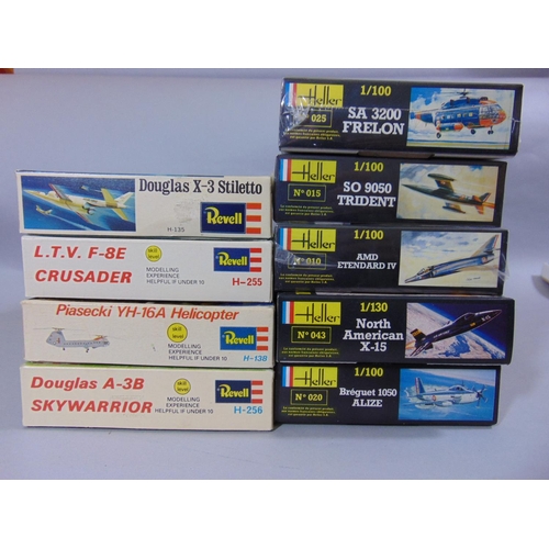 684 - A collection of various scale model aircraft kits including kits by Revell, Heller, VEB and Kadar, a... 