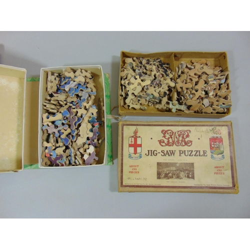 698 - 4 vintage GWR wooden jigsaw puzzles including 'The Railway Station', 'Britain's Mightiest', 'The St ... 