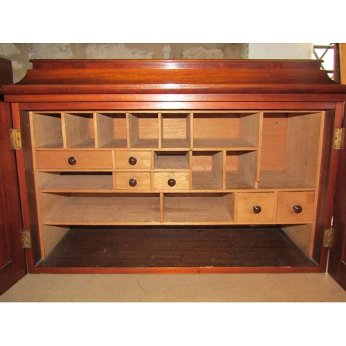 1685 - An Edwardian mahogany cabinet enclosed by a pair of rectangular moulded panelled doors, the pigeon h... 