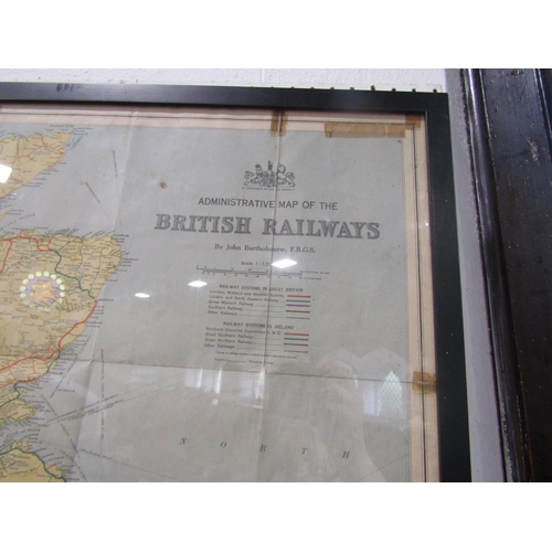 518 - Administrative map of the British Railways by John Bartholomew, framed 85 x 73cm (af)